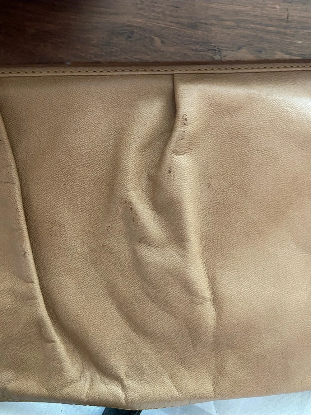 VTG JACARANDA TAN LEATHER CLUTCH PURSE Brazilian Rosewood 70s